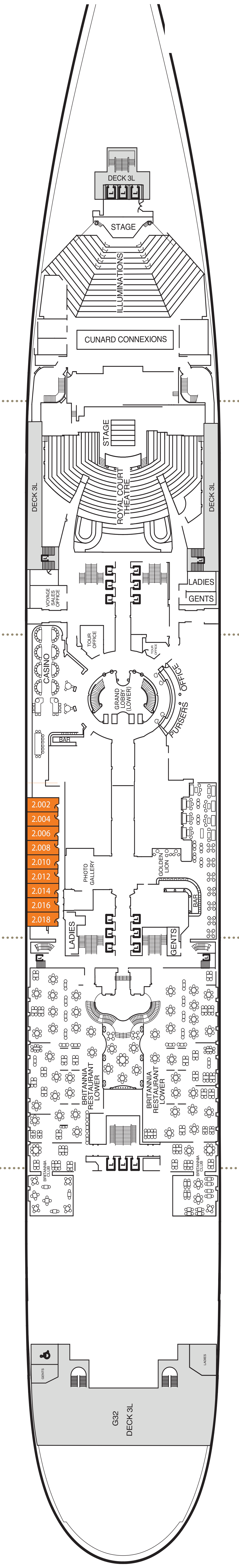 Deck 2 plan, front half